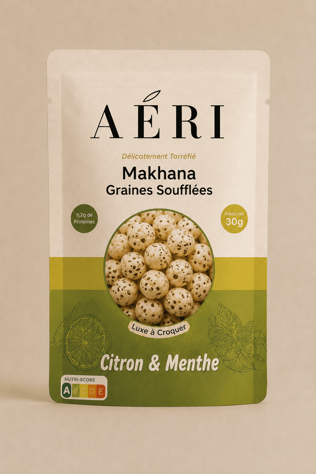 makhana citron & menthe sachet 50g aeri snacks