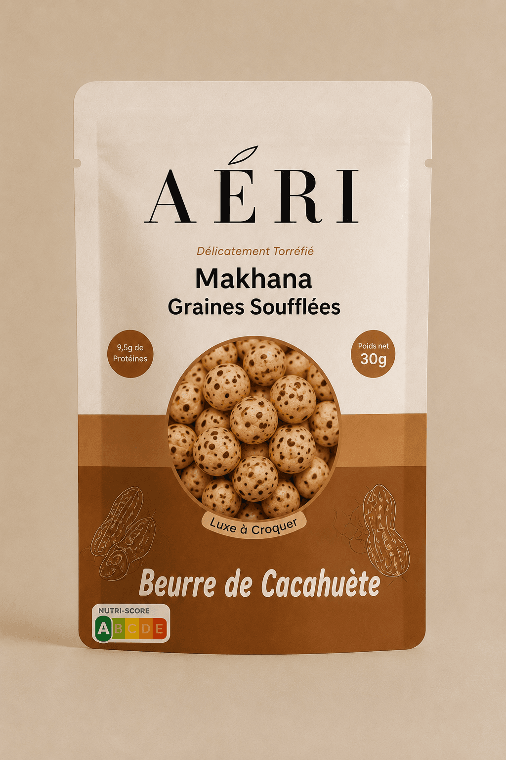 makhana peanut butter sachet 50g aeri snacks