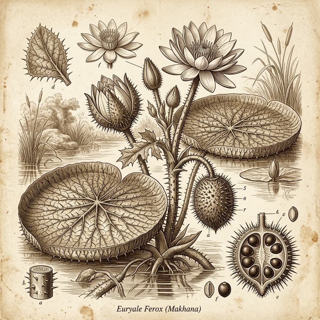 Illustration botanique d'Euryale Ferox