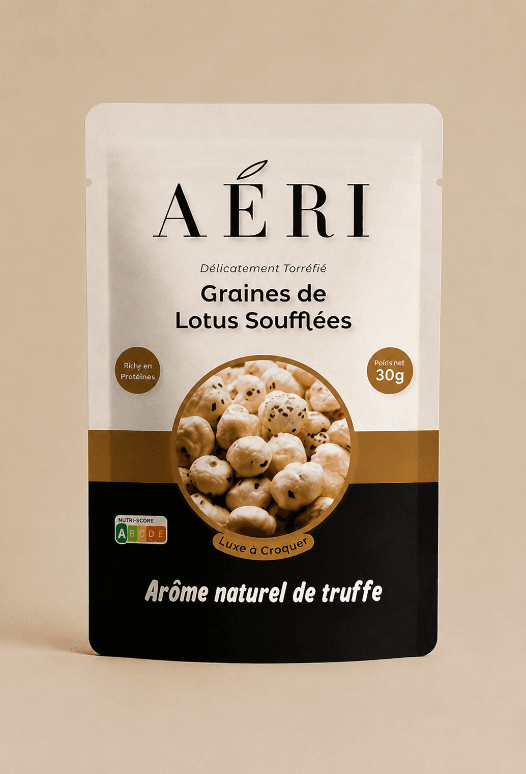 makhana black truffle sachet 50g aeri snacks